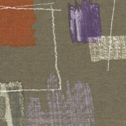 Polyester Viskose abstrakte Pinselstriche - taupe