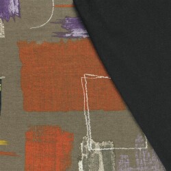 Polyester Viskose abstrakte Pinselstriche - taupe
