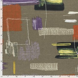 Polyester Viskose abstrakte Pinselstriche - taupe