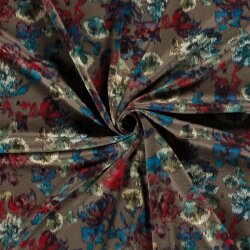 Polyester Viskose abstrakter Blumendruck - taupe