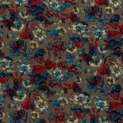 Polyester Viskose abstrakter Blumendruck - taupe