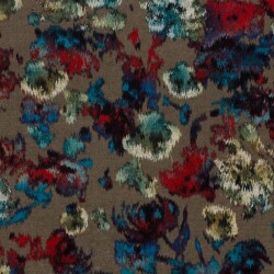 Polyester Viskose abstrakter Blumendruck - taupe