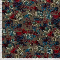 Polyester Viskose abstrakter Blumendruck - taupe
