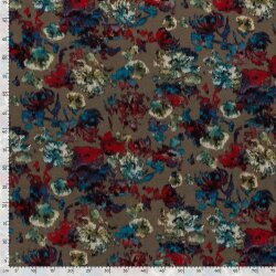 Polyester Viskose Blumendruck - taupe