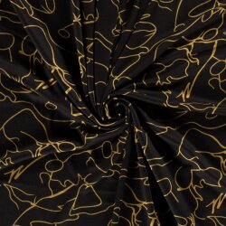 Polyester Viskose abstrakte Malerei - ockergelb