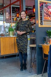 Polyester Viskose abstrakte Malerei - ockergelb