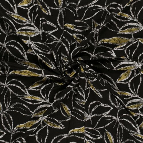Polyester Viskose Blätterdruck - frühlingsgrün
