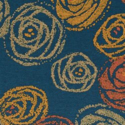 Polyester Viskose Kritzelrosen - stahlblau