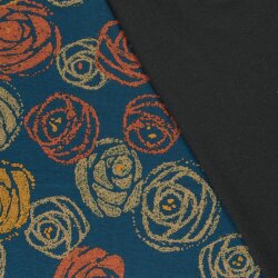 Polyester Viskose Kritzelrosen - stahlblau