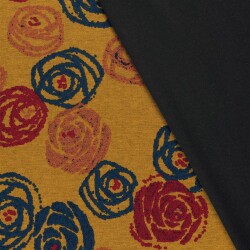 Polyester Viskose Kritzelrosen - ocker