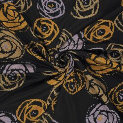 Polyester Viskose Kritzelrosen - schwarz