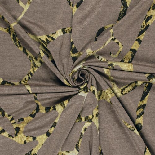 Polyester Viskose abstraktes Leogeflecht - taupe
