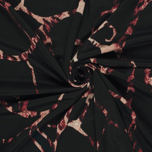 Polyester Viskose abstraktes Leogeflecht - schwarz