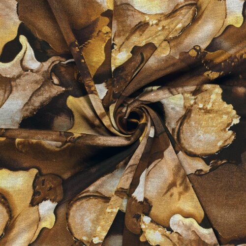 Polyester Viskose abstraktes Aquarellmuster - ocker