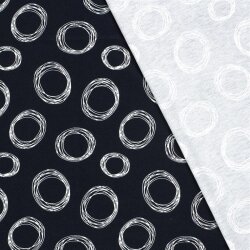 Viskose Nylon Jersey Köper Kringel - dunkelblau/weiß