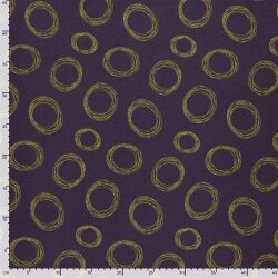 Viskose Nylon Jersey Köper Kringel - aubergine/gelb