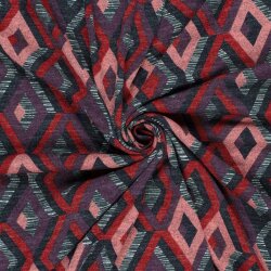 Polyester Viskose Jersey Gebürstet Rauten - dunkelblau