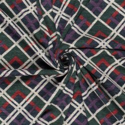 Polyester Viskose Jersey Gebürstet Karos - dunkelblau