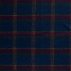 Woll Polyesterstoff Jacquard Karomuster - dunkelblau
