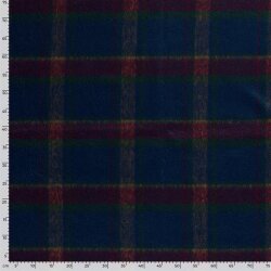 Woll Polyesterstoff Jacquard Karomuster - dunkelblau