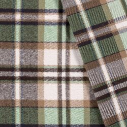 Polyesterstoff Gebürstet Jacquard Karo - creme/grün