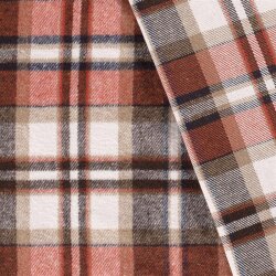 Polyesterstoff Gebürstet Jacquard Karo- creme/ziegelrot
