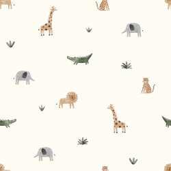 Regenjackenstoff leicht süsse Zootiere - creme