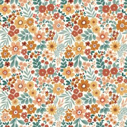 Regenjackenstoff leicht Blumenwiese - creme
