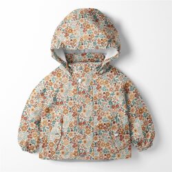 Regenjackenstoff leicht Blumenwiese - creme