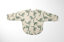 Regenjackenstoff leicht grüne Dinos - hellbeige