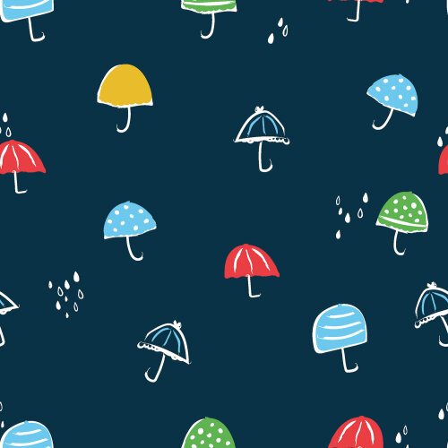 Regenjackenstoff leicht bunte Regenschirme - dunkelblau