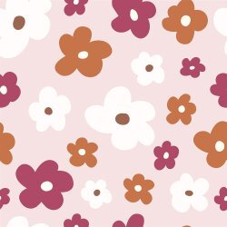 Regenjackenstoff leicht bunte Blüten - hellkaltpink