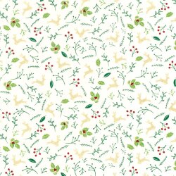Baumwollpopeline Foliendruck springende Hirsche - creme