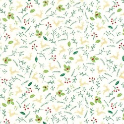 Baumwollpopeline Foliendruck springende Hirsche - creme