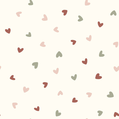 Stretch Frottee bunte Herzen - creme