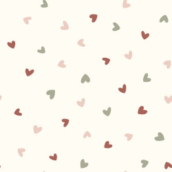 Stretch Frottee bunte Herzen - creme