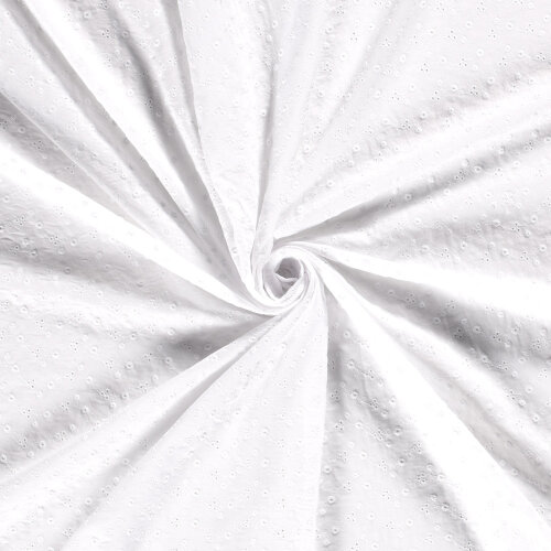 Baumwollvoile Bestickt Blumen - weiss