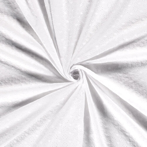 Baumwollvoile Bestickt Blumenkreise - weiss