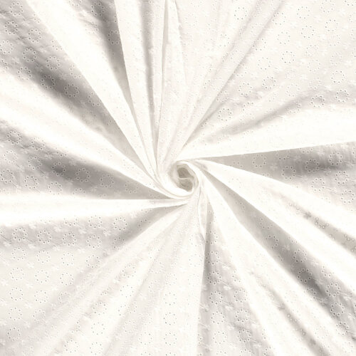 Baumwollvoile Bestickt Blumenkreise - creme