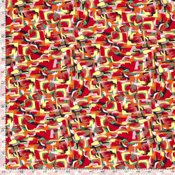 Viskose Popeline abstrakte Rechtecke - gelb/rot