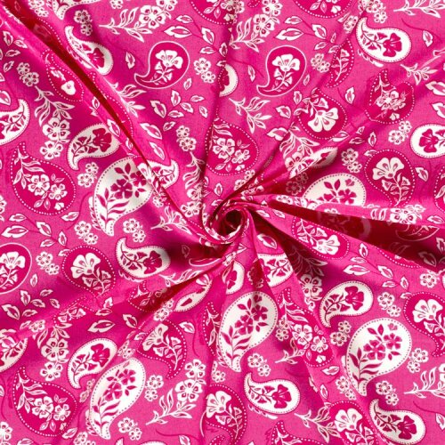 Viskose Popeline Paisleyblume - pink