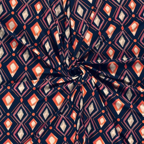 Viskose Jersey Rautenkette - dunkelblau