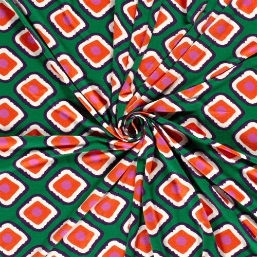 Viskose Jersey bunte Diamanten - grün