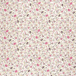 Viskose Popeline Blumenranken - pink/creme