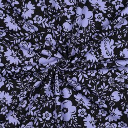 Baumwolljersey Blumen - schwarz