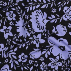 Baumwolljersey Blumen - schwarz