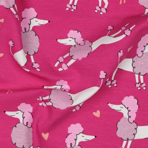 Baumwolljersey Glitzer Pudel - pink