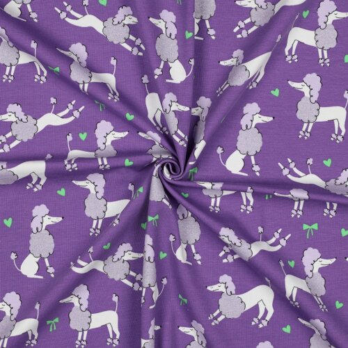 Baumwolljersey Glitzer Pudel - lavendel