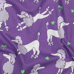 Baumwolljersey Glitzer POODLES - lavendel