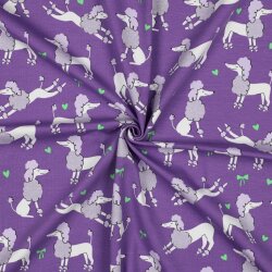 Baumwolljersey Glitzer Pudel - lavendel